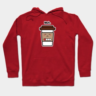 Meh. | Coffee Cup | Charging | Low Battery | Cute Kawaii | Dark Brown Hoodie